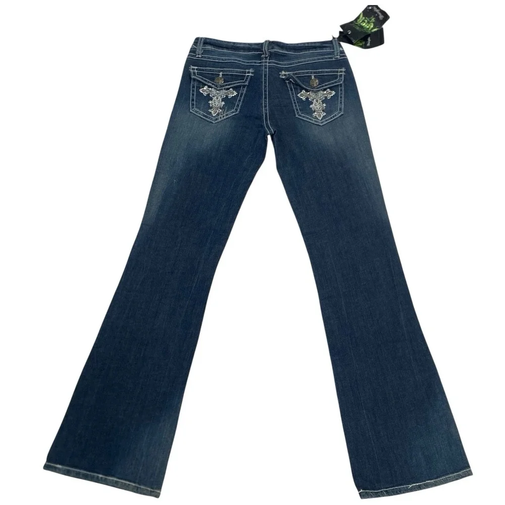 Wrangler Rock 47 Ultra‎ Low Rise Bootcut Jeans Size 3 x 34 (32.5) Bling NWT